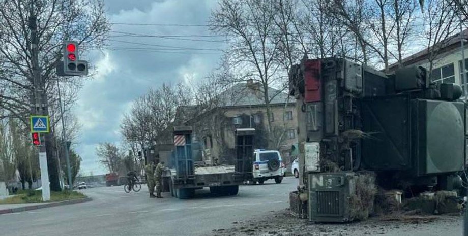 ЗРК "Тор", перевернулась система пво, россия пво, ЗРК  в мелитополе