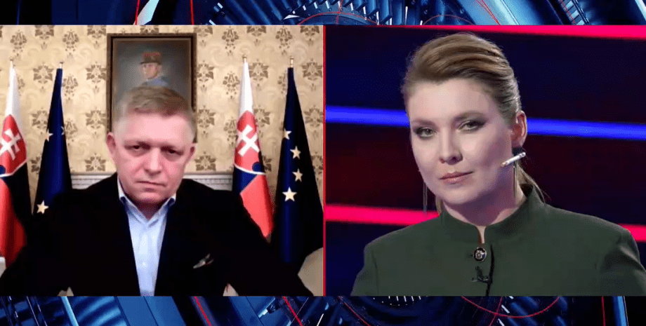 Slovak Prime Minister Robert Fitzo interviewed the Russian propagandist Olga Ska...