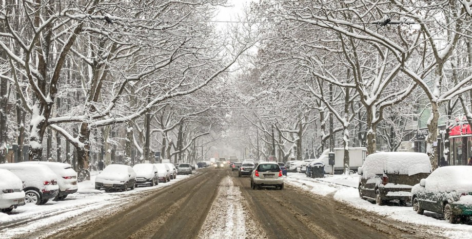 снег, улица, одесса