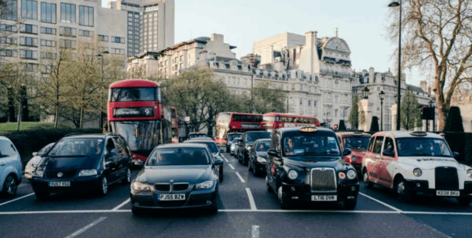 Лондон, дорога, улица, автомобили, здания
