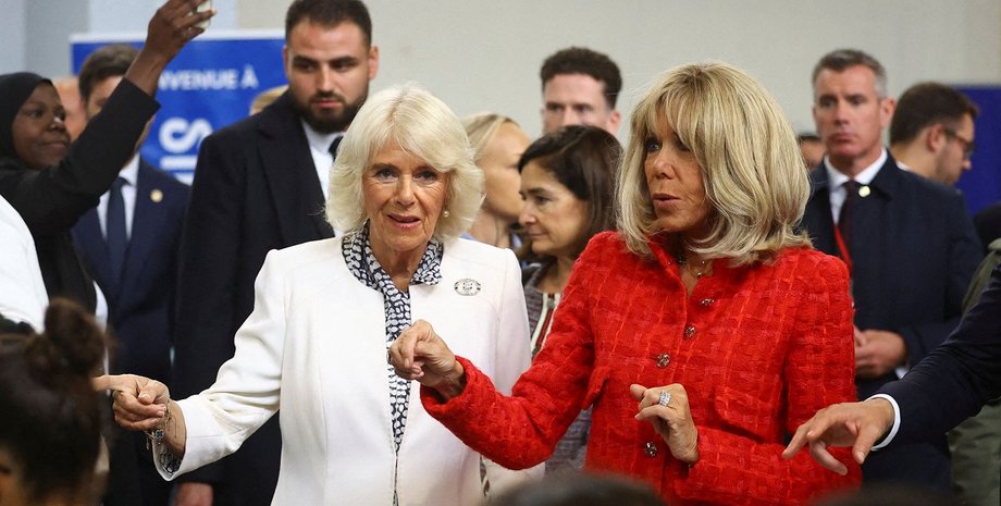 Королева Камилла, королевские украшения, колье из сапфиров, Брижит Макрон