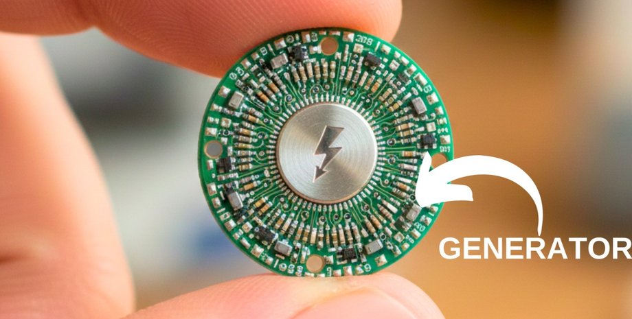 Генератор энергии размером с монету в руках