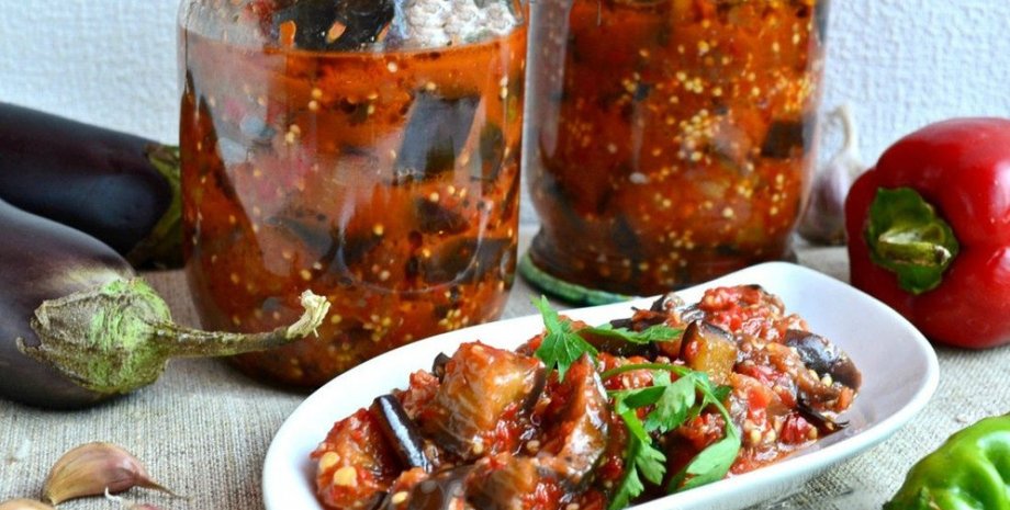 Баклажаны в аджике, баклажаны рецепт, заготовка на зиму