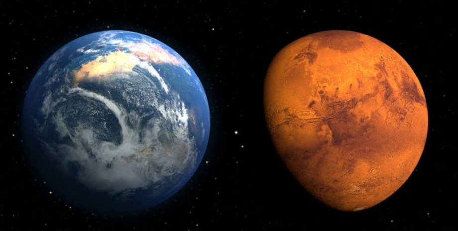 Земля, Марс, космос, фото