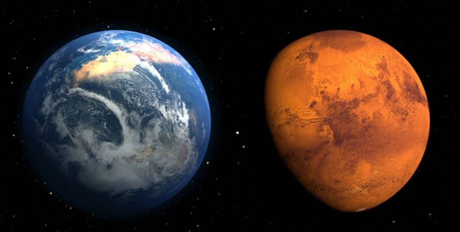 Земля, Марс, космос, фото