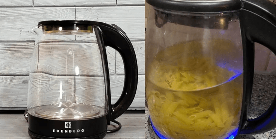 Макарони, паста, макарони в чайнику, чоловік зварив макарони в чайнику, паста в чайнику, жінка попросила зварити макарони