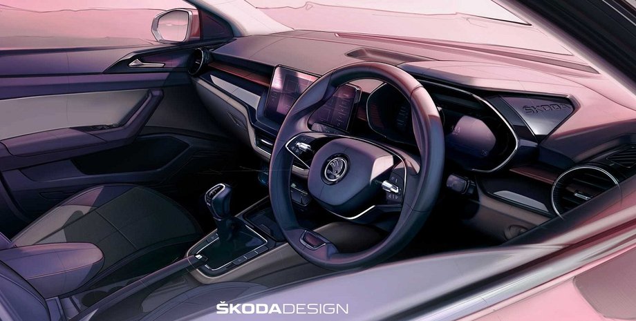 Салон Skoda Slavia, новая Skoda Slavia, Skoda Slavia 2022, Skoda Slavia