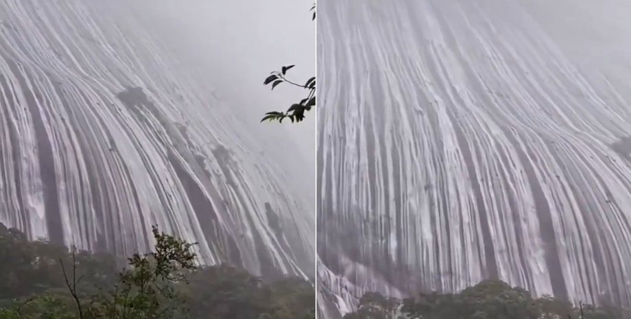 Постало неймовірне видовище: гора після потужної зливи перетворилася на водоспад