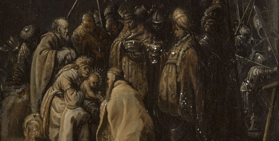 рембрандт, поклонение королей