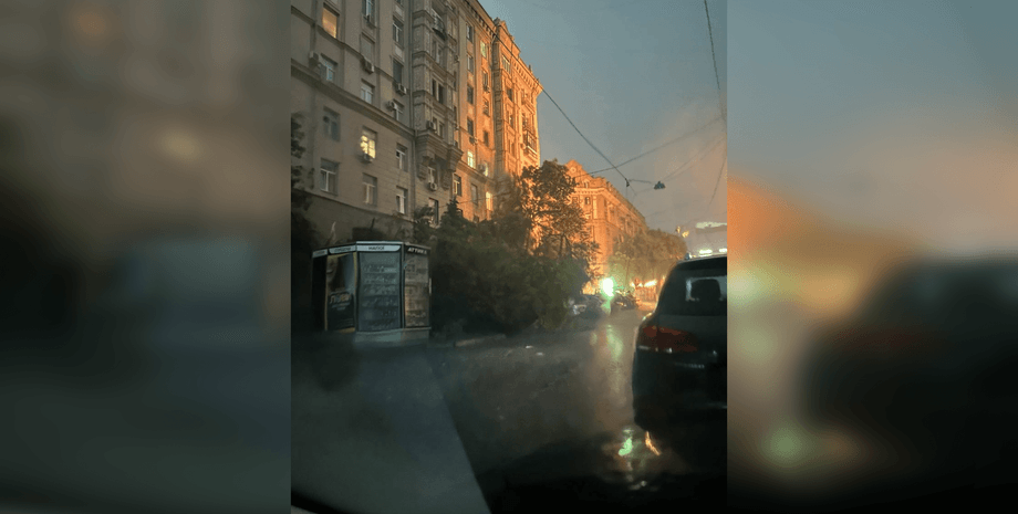 Во время грозы в Харькове 12 июля повалило деревья шквальным ветром во время грозы в Харькове