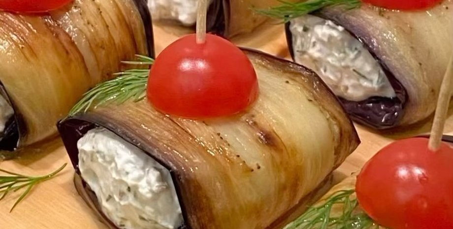 рулетики, вкусная начинка, баклажаны