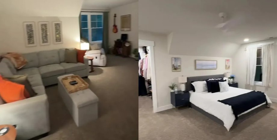 Роскошный лофт на чердаке, гостиная и спальня в квартире, созданной учительницей у родителей