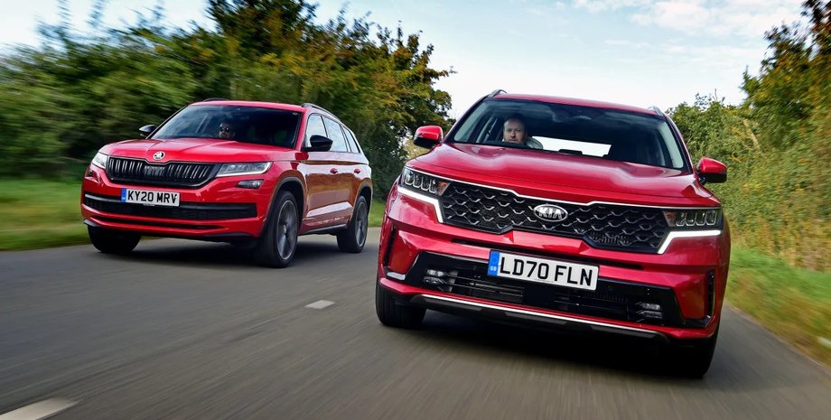 Skoda Kodiaq Kia Sorento, лучшие кроссоверы, семейные кроссоверы, большие кроссоверы, большие кроссоверы