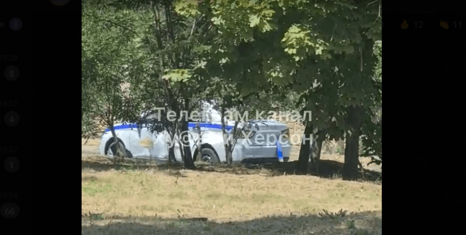 підрив машини ДПС у Херсоні, саморобний вибуховий пристрій, вибух у Херсоні, партизани в Херсоні