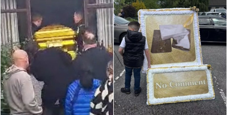 Похороны ирландского гангстера Стивена О'Рейли, золотой гроб, белый порошок, церемония прощания, фото, курьезы