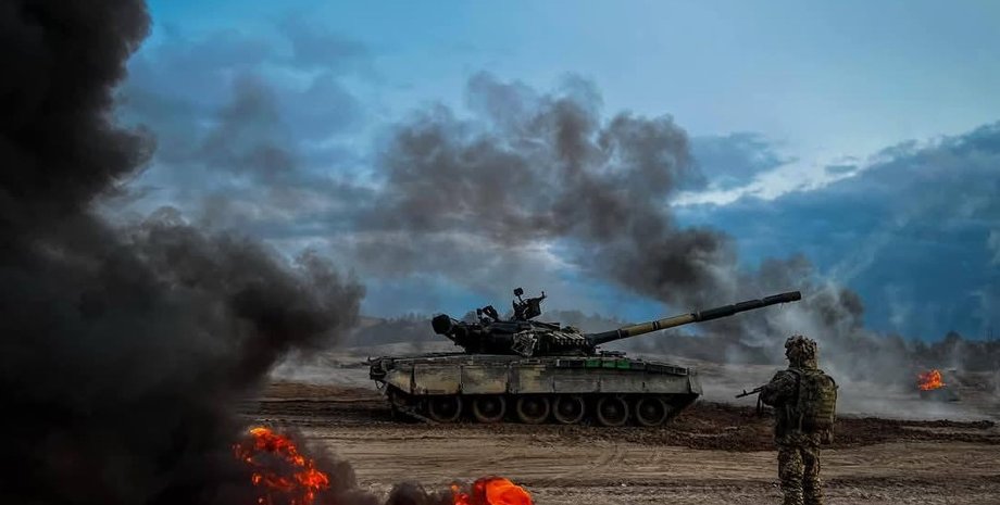 украинский танк на передовой