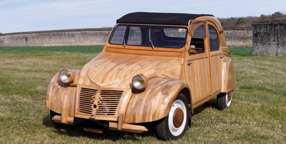 Citroen 2CV, Citroen 2CV 1955, деревянное авто, самодельное авто