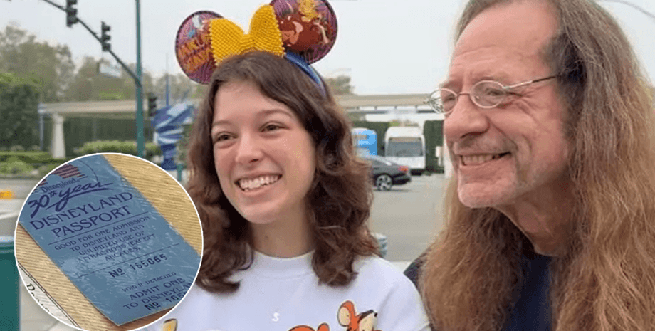 Девушка воспользовалась бесплатным билетом в Диснейленд, отец и дочь, поездка в Диснейленд, приз, тематический парк