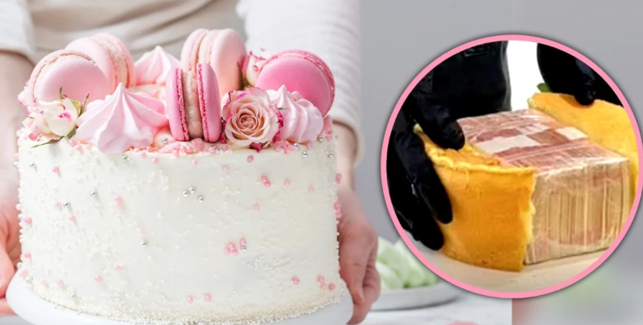 Торт с деньгами внутри, десерт с сюрпризом, Китай, пекарня, заведение, кондитерская, курьезы, фото