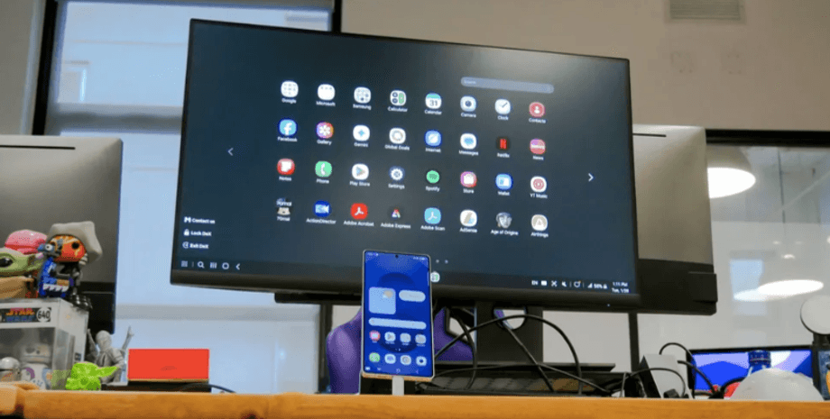 Функция Samsung DeX, смартфон, монитор