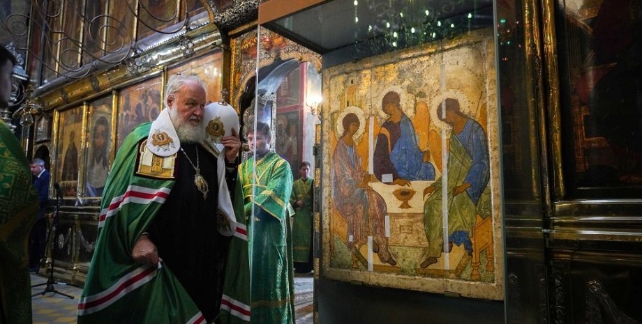 патриарх кирилл, троица, икона троица, скандал, третяковская галерея, андрей рублев