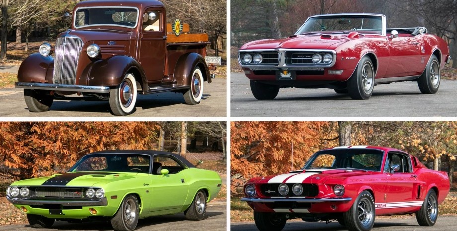 колекція автомобілів, колекція авто, ретро-авто, Chevrolet Corvette, Chevrolet Camaro, Dodge Challenger, Ford Mustang