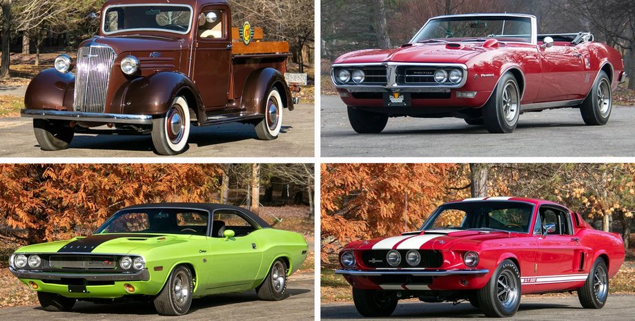 коллекция автомобилей, коллекция авто, ретро-авто, Chevrolet Corvette, Chevrolet Camaro, Dodge Challenger, Ford Mustang
