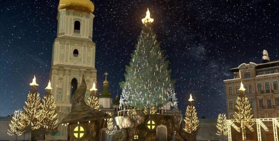 елка, рождественская елка, елка в шляпе, софиевская площадь, новогодняя елка