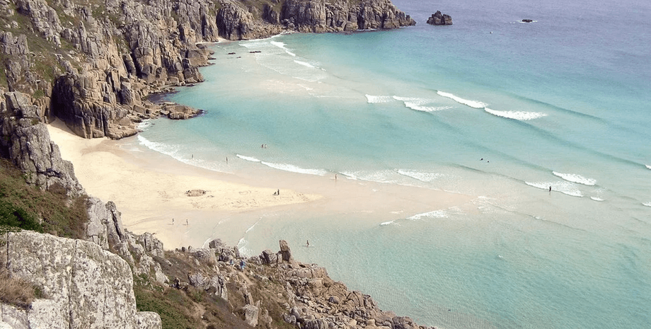 пляж, пісок, скелі, Велика Британія