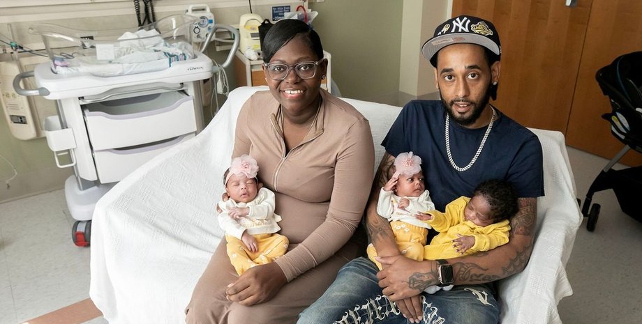 Тройня, США, младенцы, многодетная семья