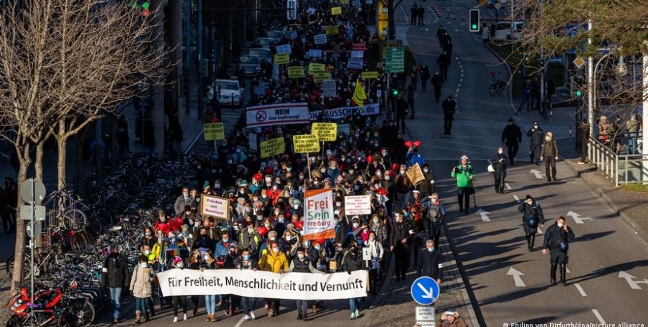 Германия, демонстрация, COVID, ограничения, протест