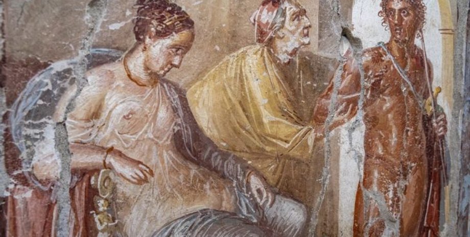 археологи, археология, Помпеи, дом, фрески, исследования, раскопки, атриум, римляне, украшение, изображение, Везувий, роспись, сцена, миф