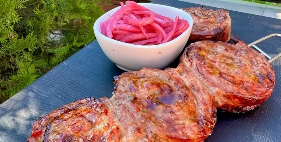 шашлык, рулет, говядина, блюда на мангале, Валерий Пономарь рецепты