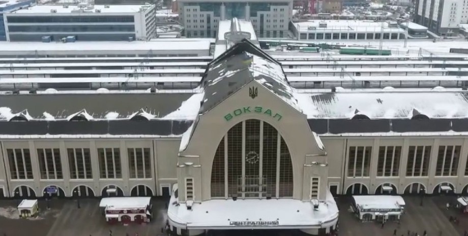киев, вокзал, зима, поезда