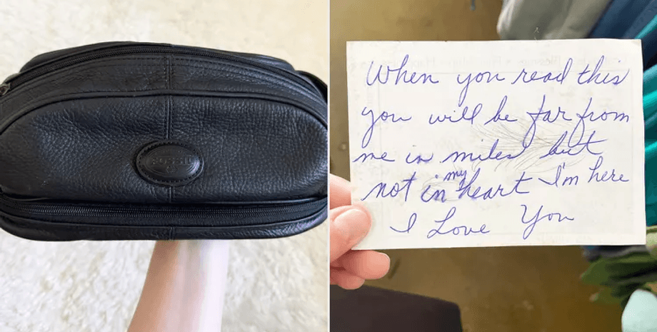 Записка в сумці, записка від покійного батька, послання, коротка записка, послання від батька, лист від покійного батька
