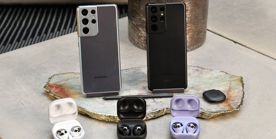 Samsung Galaxy S21, смартфоны, наушники