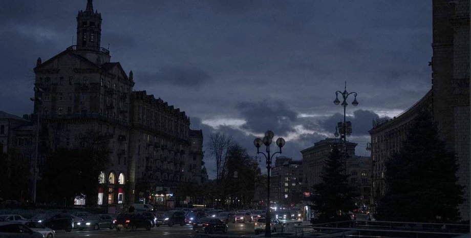 киев, вечер, машины, улица, отключение электричества