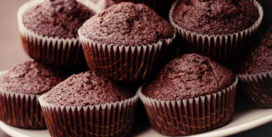 кексы, шоколадные кексы, еда