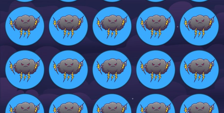 У вас есть 10 секунд: найдите среди 15 облаков с молниями отличное от других