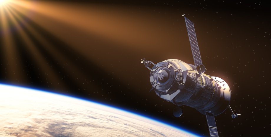 Спутник, космос, Земля, Солнце