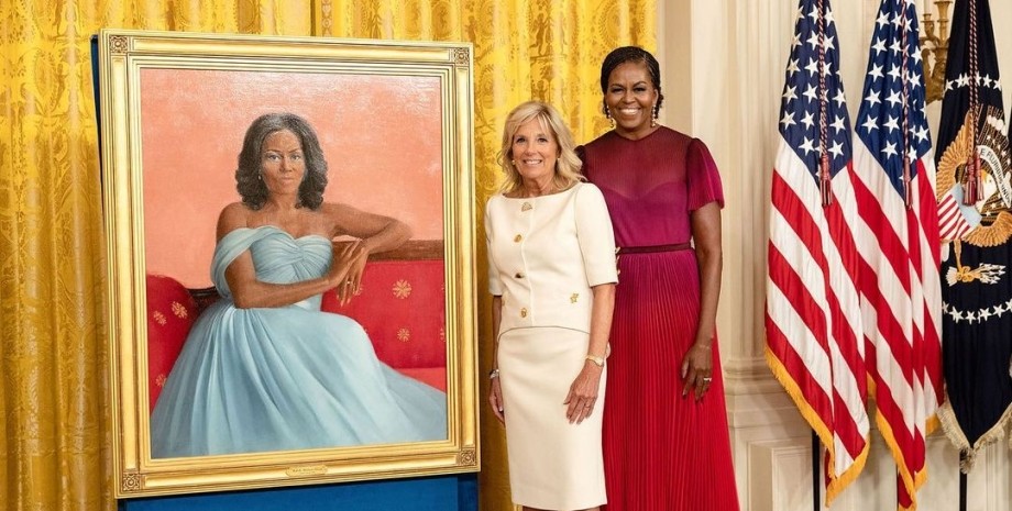 Мішель Обама, барак обама, джо байден, білий дім, портрет, Джилл Байден, президент США