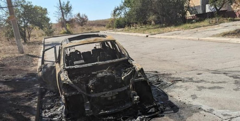 Последствия атаки, автомобиль, атака дрона, Запорожская область, Запорожская область