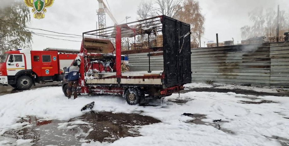 пожар, пожарная машина, Москва