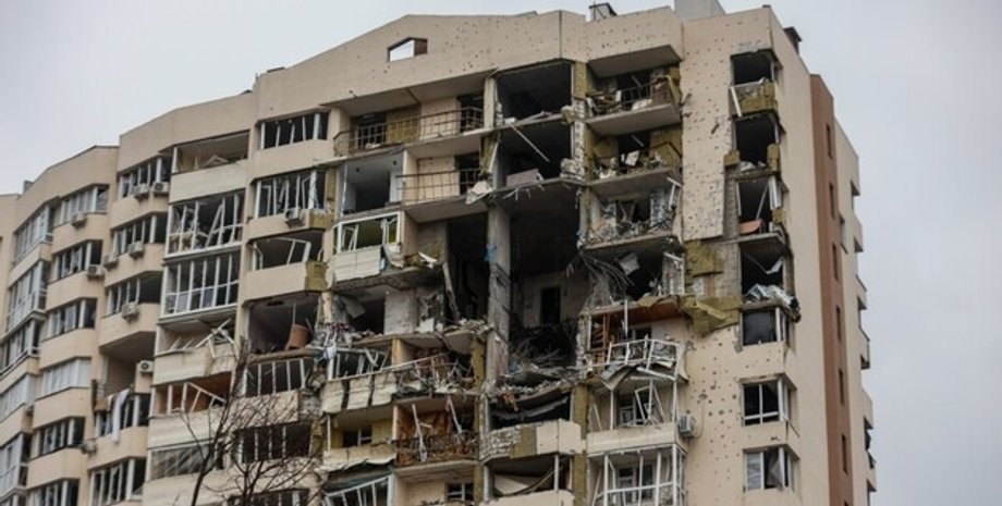 Ущерб, нанесенный Украине, разрушенный дом