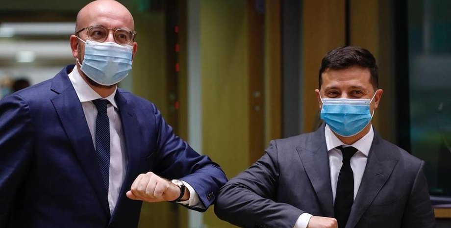 Шарль Мишель, Владимир Зеленский, в масках