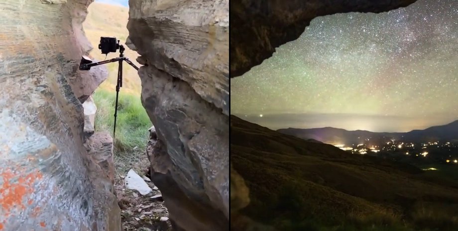 Камера, которую оставили на ночь в пещере, зафиксировала невероятные кадры над городом