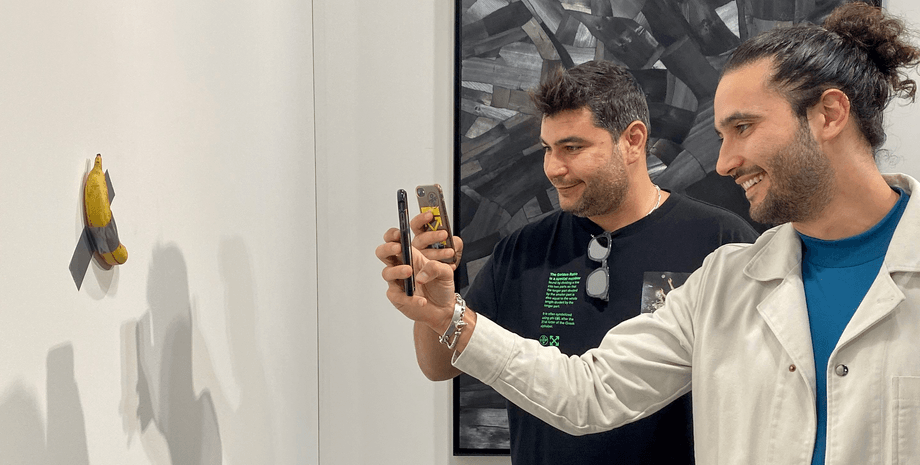 Банан, фрукт, произведение искусства, скотч, сьел банан, студент, музей