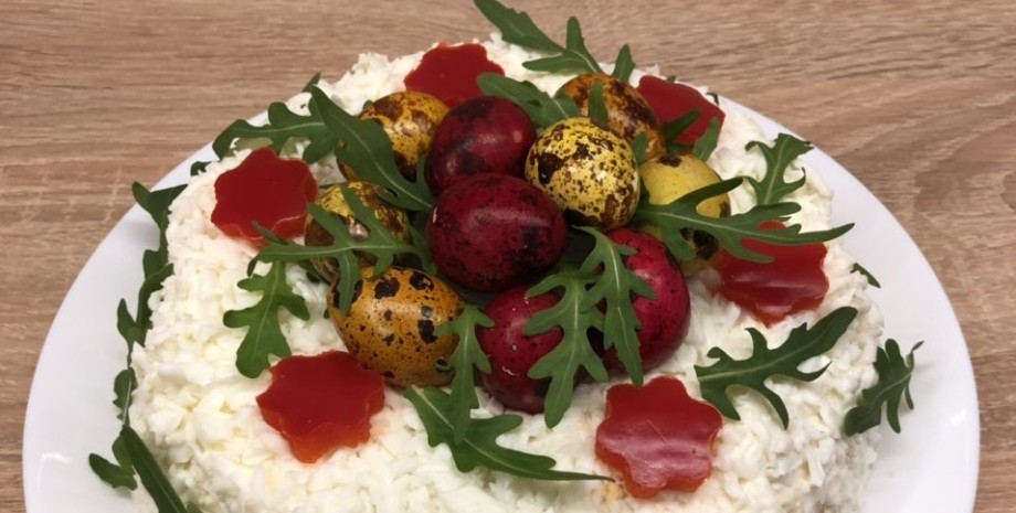 салат пасхальный венок салат пасхальный венок, салат с яйцами, что приготовить на пасху, пасхальный салат