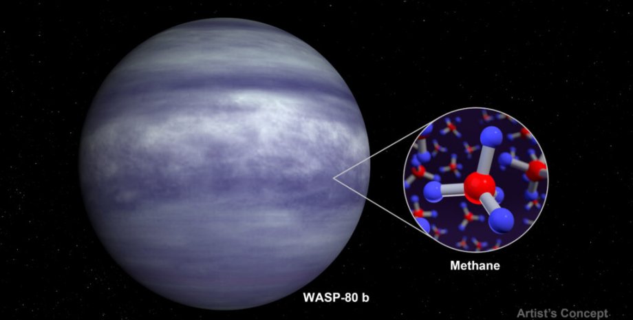 планета, WASP-80B, метан