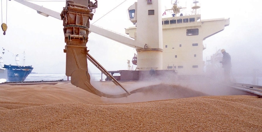 зерно, загрузка зерна на корабль